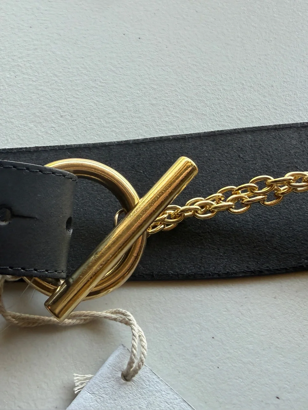 NWT Free People Naomi Waist Belt Black Gold Chain Toggle Leather S/M - Picture 4 of 10
